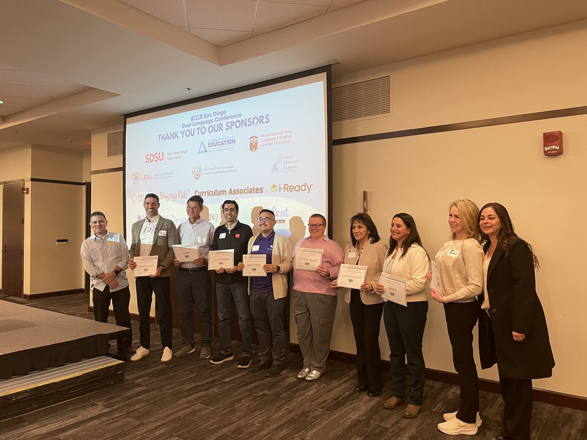 Multilingual Education & Global Achievement- SDCOE (@megasdcoe) on Twitter photo Standing & delivering brilliance!🌟Our #PartnersInEducation proudly hold their certificates @ the 2025 #DualLanguageEducation Conf. Grateful for the support of <a href="/BenchmarkEdu/">Benchmark Education</a>, <a href="/CurriculumAssoc/">Curriculum Associates</a>, <a href="/DBQProject/">DBQ Project</a>, <a href="/DRC_LASLinks/">DRC LAS Links Seal of Biliteracy</a>, <a href="/K12TechSummit/">K12TechSummit</a>, <a href="/KlettWL/">Klett World Languages</a>, Shoonya, <a href="/summit_k12/">SummitK12</a>, + <a href="/voccent/">Voccent</a>! Standing & delivering brilliance!🌟Our #PartnersInEducation proudly hold their certificates @ the 2025 #DualLanguageEducation Conf. Grateful for the support of <a href="/BenchmarkEdu/">Benchmark Education</a>, <a href="/CurriculumAssoc/">Curriculum Associates</a>, <a href="/DBQProject/">DBQ Project</a>, <a href="/DRC_LASLinks/">DRC LAS Links Seal of Biliteracy</a>, <a href="/K12TechSummit/">K12TechSummit</a>, <a href="/KlettWL/">Klett World Languages</a>, Shoonya, <a href="/summit_k12/">SummitK12</a>, + <a href="/voccent/">Voccent</a>!