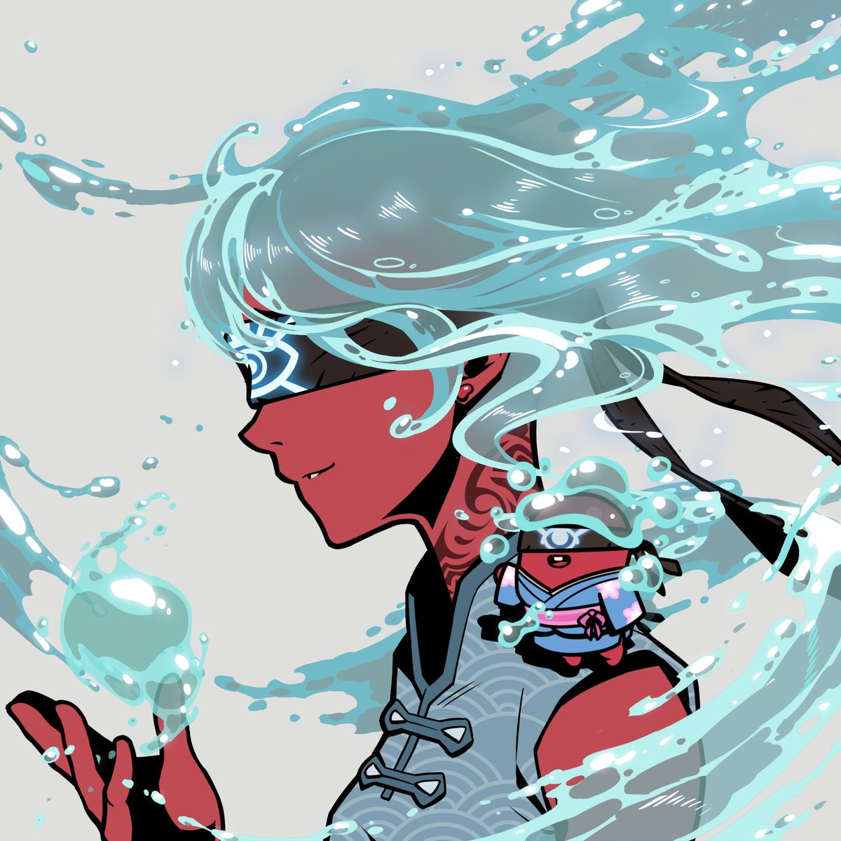 上善若水，水善利萬物而不爭。

I've always been fascinated by Azuki's art, and even now I still want to have art.

5627 is so charismatic.She embodies the Eastern philosophy that water is the good of all things.

Thanks <a href="/mochatheblue/">Mocha 🍭</a> for transferring her to me!
#Azuki $Anime