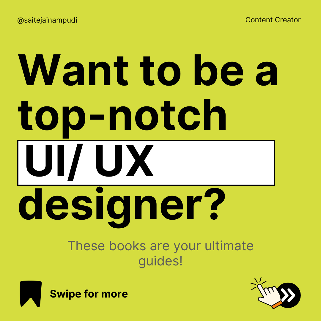 📚 Level up your UI/UX skills with these must-read books!
1️⃣ Don’t Make Me Think – Steve Krug
2️⃣ The Design of Everyday Things – Don Norman
3️⃣ Sprint – Jake Knapp, John Zeratsky, Braden Kowitz
4️⃣ UX for Beginners – Joel Marsh
5️⃣ Designing Interfaces – Jenifer Tidwell
6️⃣ Lean UX