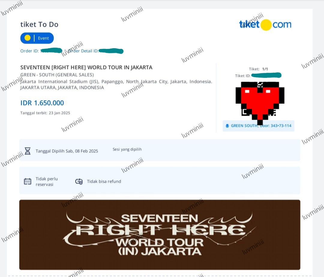 luvminiii's tweet photo. WANT TO SELL‼

Seventeen Right Here Jakarta Day 1

🟢GREEN SOUTH 1 TIX🟢

✅1.250.000 ajaa (negotiable)

💌bisa dm kalo berminat, bisa tanya tanya dulu aja siapa tau dapet harga oke

t. wts svt rh jkt cwts svts
#SVT_RIGHT_HERE_JAKARTA https://t.co/iNDyeJY8Q9