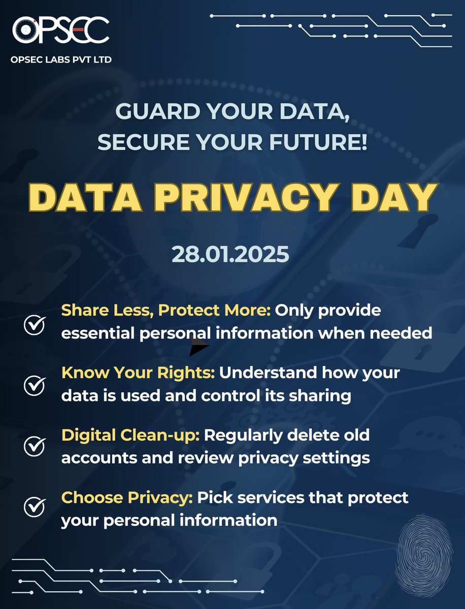 OPSECLabs's tweet photo. Data Privacy Day is celebrated on January 28 each year to commemorate Convention 108, the first legally binding international treaty on data protection signed in 1981. https://t.co/7BG9Z0hLsv