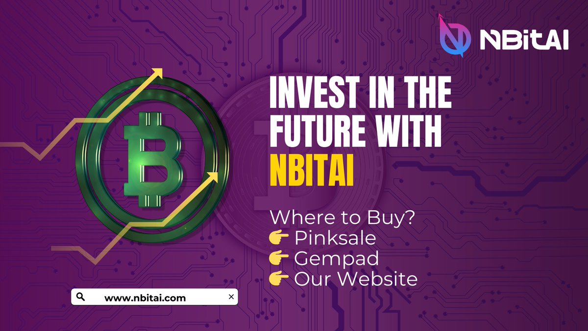 NBitOfficial's tweet photo. 🌟💰 INVEST IN THE FUTURE WITH NBITAI! 💰🌟

🔥 The NBITAI Crypto Presale is LIVE! 🔥

✨ Where to Buy?
👉 Pinksale
👉 Gempad
👉 Our Website

Buy Now At  : https://t.co/DRh2CPXFWv
PinkSale link  : https://t.co/M9yLeGeed5

💎💼 #Crypto #Presale #NBITAI #InvestNow #FutureIsHere https://t.co/upbW0BDElB