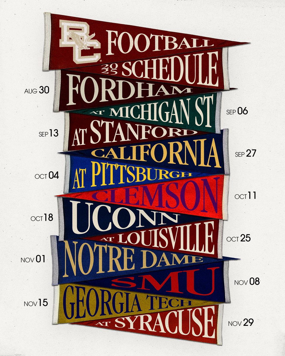 Our 2025 schedule is locked in! 🦅

🎟️: bit.ly/2025BCFootball
