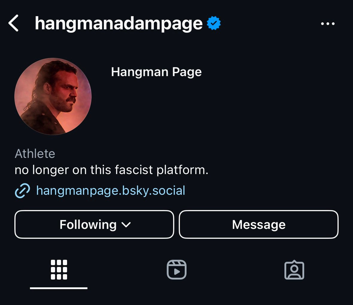 hangman deleting his insta in the best way possible.