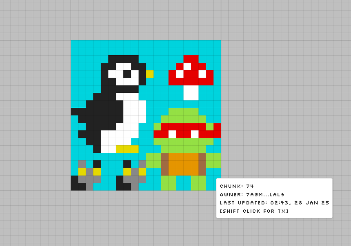 pixsoldev's tweet image. Some cool art in Chunk 74 by 7Agm...LaL9!

Come draw on pixsol.dev :) $PIXSOL