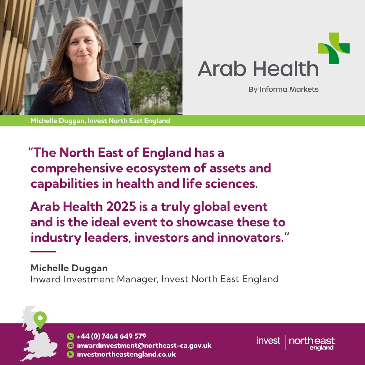 We’re thrilled to exhibit at #ArabHealth2025!  Visit our stand in Hall 3, A51 to discover why North East England is a global hub for healthcare innovation and investment. #investnortheast @Arab_Health 
investnortheastengland.co.uk/sectors/life-s…