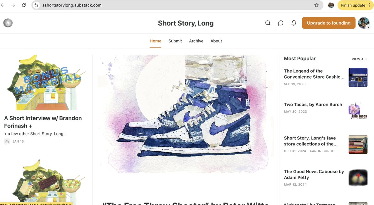 Literature &amp; short story lovers: recently I was paid for a story published in Short Story, Long. To support the journal, I want to put the $ back into it by giving away a bunch of monthly subscriptions. Interested? DM me w/your email address!
ashortstorylong.substack.com