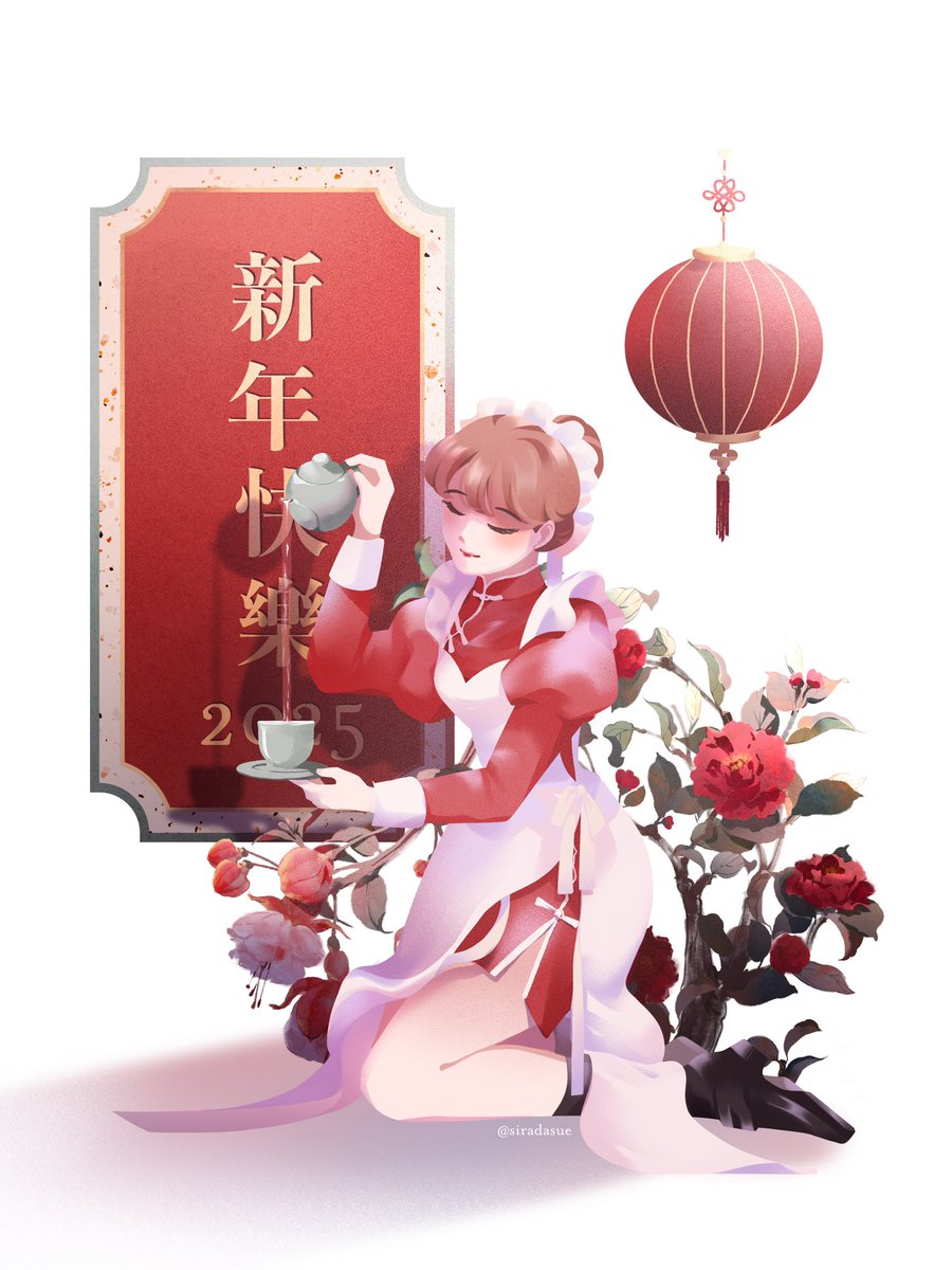 CNY2025✨
ขอให้ร่ำรวยกันทุกคนนะคะ🧧

ช่วงนี้กลับมาวาดเบตตี้ชุดเมดบ่อยขึ้น วันนี้เลยวาดเป็นชุดกี่เพ้าทับผ้ากันเปื้อนค่ะ ชุดนี้เป็นแบบที่ปรับจากรูปที่วาดปีที่แล้ว ทีแรกวาดกี่เพ้าสีดำ แล้วมาเปลี่ยนเป็นสีแดงเอาตอนสุดท้ายเลยค่ะ 😂