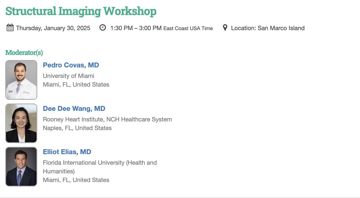 Pedro Covas MD (@pcovasmd) on Twitter photo Miami Valves is fast approaching. Join us in the structural imaging workshop on Thurs Jan 30 at 1:30 PM. Learn how to use a multimodality imaging approach to lead successful structural heart procedures.
<a href="/miamivalves/">Miami Valves</a>
#miamivalves2025 Miami Valves is fast approaching. Join us in the structural imaging workshop on Thurs Jan 30 at 1:30 PM. Learn how to use a multimodality imaging approach to lead successful structural heart procedures.
<a href="/miamivalves/">Miami Valves</a>
#miamivalves2025
