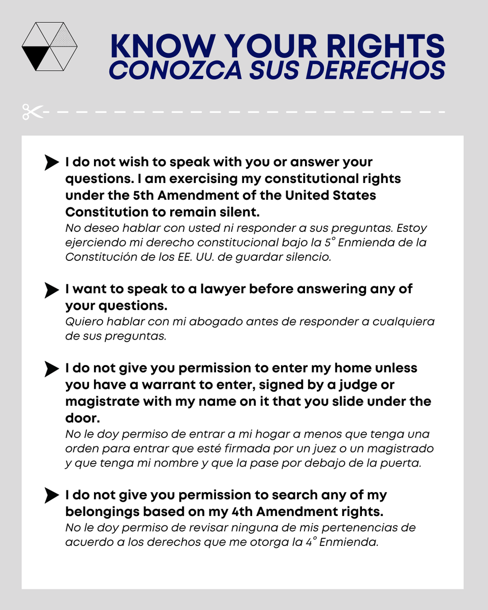 JSS_Legal's tweet photo. Print and keep this Know Your Rights Card! To connect with us and learn more about your legal options, visit our website https://t.co/M7Xapowk44 or call us at (619) 230-0012. We're here to help!

#ImmigrationNews https://t.co/6Vz0JZzeL3