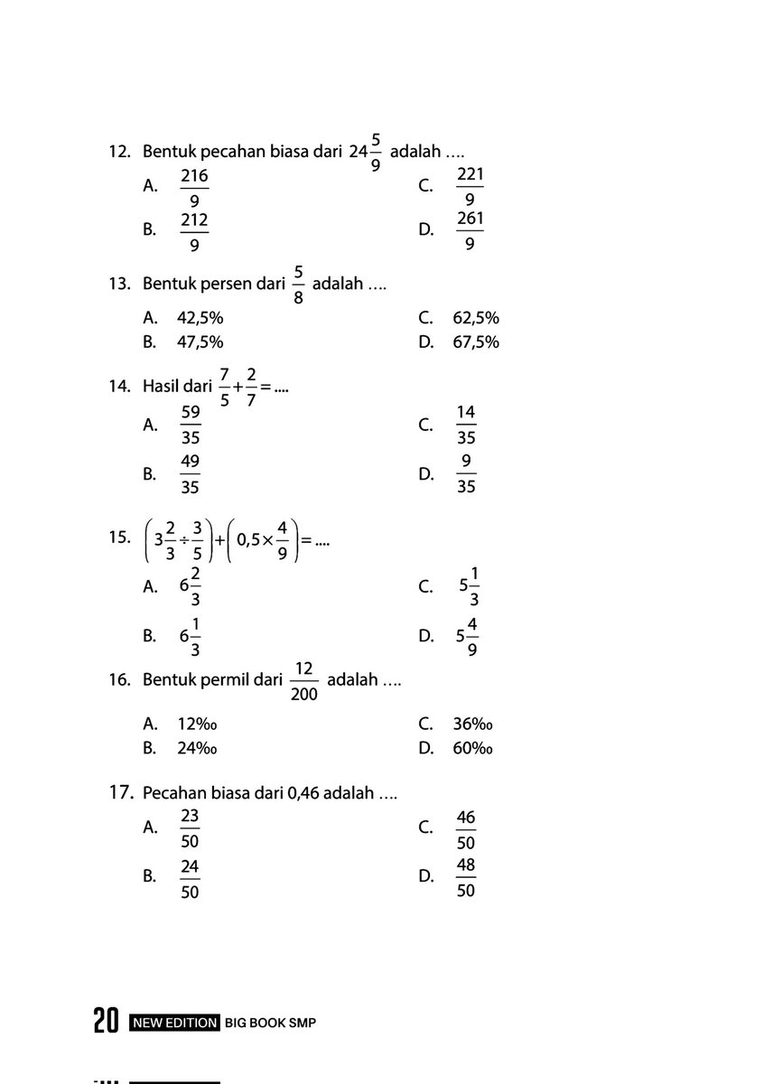 stwoberyi's tweet image. 🪷🍄. LATIHAN SOAL BILANGAN BULAT DAN PECAHAN (FUNDAMENTAL MATEMATIKA)
yuk bareng-bareng perkuat fundamental matematika nya 🙇🏻♀️🪷 disini aku mau sharing latihan soal sekaligus pembahasannya nih.
(correct me if i'm wrong yap 🤓🐠)
sumber: drive.google.com/drive/folders/…