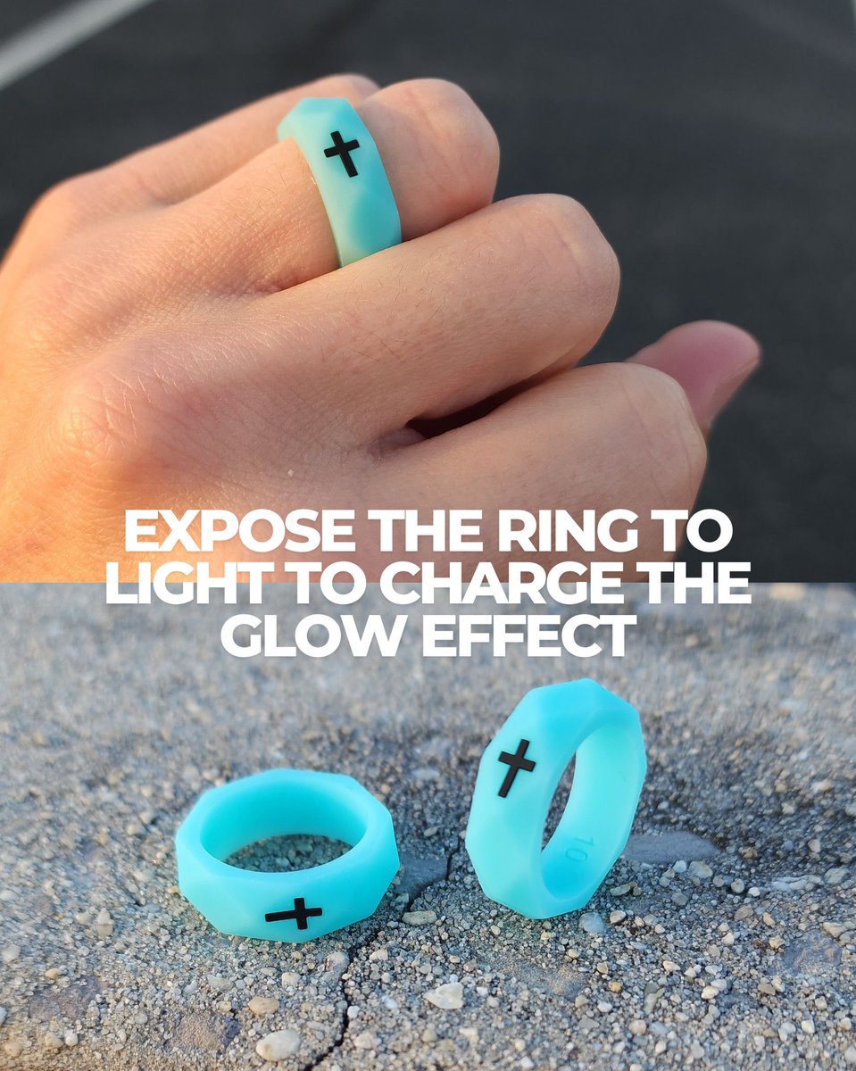 gemvius's tweet image. NEW DROP // Blue Glow Faith Ring
Our ring collection is growing with the addition of our new Blue Glow ring! With its solid silicone construction, this ring is ultra comfortable and durable. It's made for daily wear. Mix a little sunlight in and watch it glow bright in the dark!
