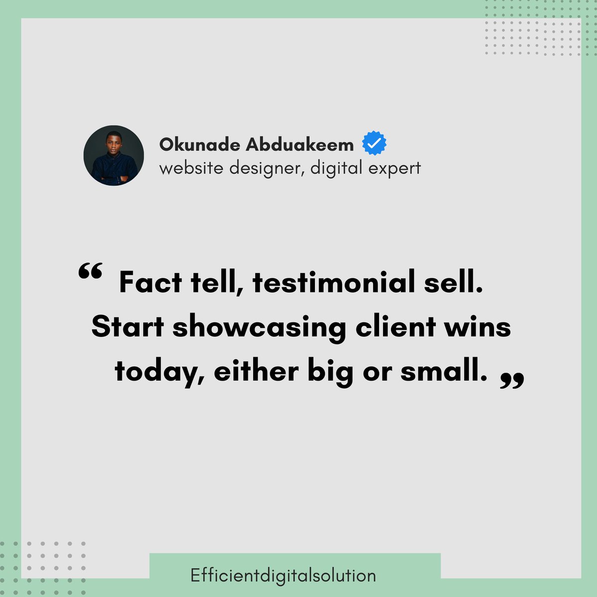 efficientraphic's tweet image. Is Your Coaching Business Missing This Trust-Building Secret?

Here’s the truth: people don’t hire coaches, they hire results. The fastest way to prove you deliver? Social proof.

Showcase wins like testimonials or thank-you emails.

#Website  #websitedesign #WebDevelopment