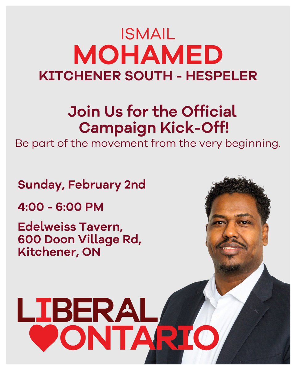 IM_ismailM's tweet photo. I’m running to bring our community’s voice to Queen’s Park and fight for real change. This campaign is about us, our future, and building a stronger, more inclusive Ontario. But I can’t do it without your support. Join the movement 
#IsmailForChange #KitchenerSouthHespeler https://t.co/tSNJLhWb5w