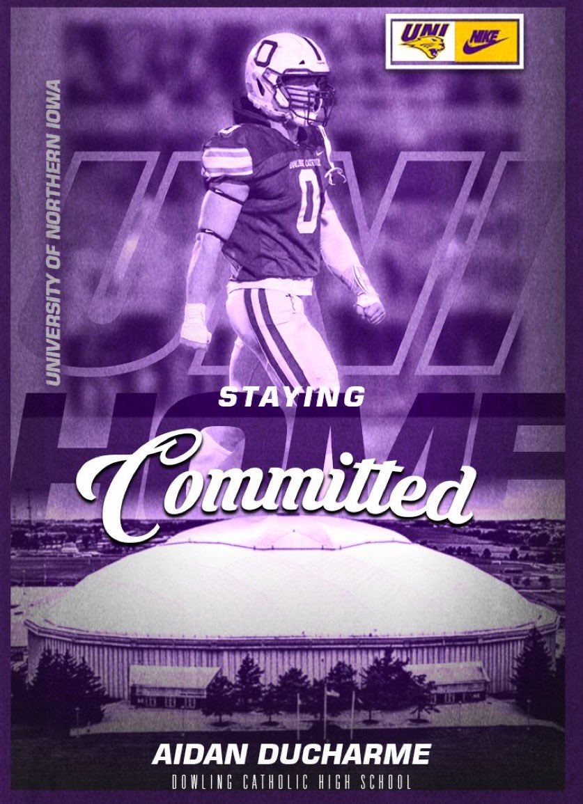 Aidan Ducharme (@aidanducharme) on Twitter photo After a great conversation with Coach Smith I’m honored to receive the opportunity to play ball at the next level <a href="/UNIFootball/">UNI Football</a>
#COMMITTED <a href="/UNI_CoachSmith/">Coach Al Smith</a> <a href="/tstepsis/">Todd Stepsis</a> <a href="/CoachRVW/">Riley Van Wyhe</a> <a href="/coachricknelson/">Rick Nelson</a> <a href="/CoachTWils/">Tom Wilson</a>
Let’s work‼️🟣 After a great conversation with Coach Smith I’m honored to receive the opportunity to play ball at the next level <a href="/UNIFootball/">UNI Football</a>
#COMMITTED <a href="/UNI_CoachSmith/">Coach Al Smith</a> <a href="/tstepsis/">Todd Stepsis</a> <a href="/CoachRVW/">Riley Van Wyhe</a> <a href="/coachricknelson/">Rick Nelson</a> <a href="/CoachTWils/">Tom Wilson</a>
Let’s work‼️🟣
