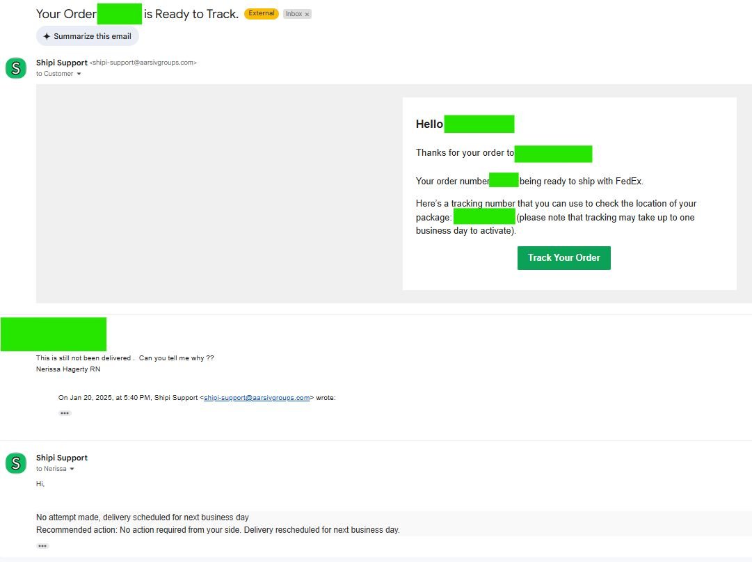 siva_sujitha_n's tweet image. We are also handling, Our customers, customer Query about shipment. 

In below case, Our #fedex customer' customer, asked about their shipment delay. and we gave her the information of shipment. 

#shipi #shipping #best #integation #tool #automated