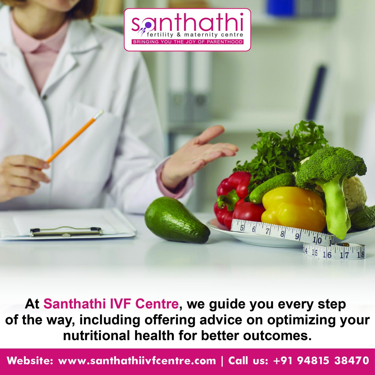 𝗧𝗵𝗲 𝗥𝗼𝗹𝗲 𝗼𝗳 𝗡𝘂𝘁𝗿𝗶𝘁𝗶𝗼𝗻𝗮𝗹 𝗛𝗲𝗮𝗹𝘁𝗵 𝗶𝗻 𝗜𝗩𝗙 𝗦𝘂𝗰𝗰𝗲𝘀𝘀 
Did you know your diet plays a crucial role in the success of IVF treatments? A well-balanced diet rich in vitamins, minerals, and antioxidants can enhance fertility, support egg quality,