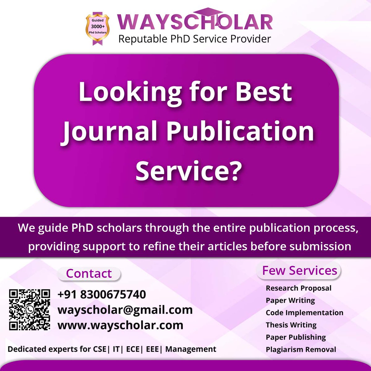 wayscholar's tweet photo. Warm greetings from Wayscholar, a reputable provider of PhD research guidance.
Call/Whatsapp: +91 8300675740
Website: https://t.co/feHlsDJZKe
#PhDassistance #PhDsupport #PhDGuidance #PhDhelp #PhDResearch
#thesiswriting #publication #researchpaperwritingservice #spssanalysis https://t.co/hVNPZJEQJF