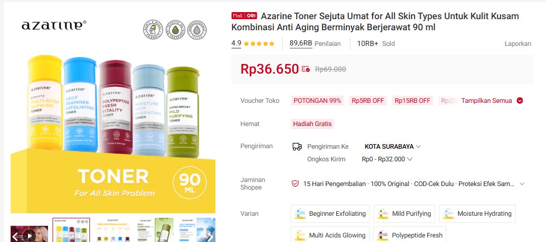 Fzazizu's tweet photo. azarine toner

Link: https://t.co/3DGAfacDVK

#fyp #viral #azarine #shopee #affiliate https://t.co/gZx2Mtp4bw