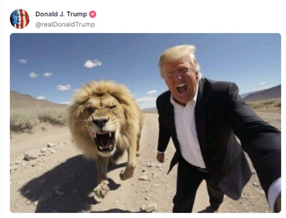 millionhq's tweet photo. This was posted on Truth Social a few days ago by @realDonaldTrump 

I think I feel what he's putting down. No taxes on Made In The USA crypto gains. 

And that there's a LION in every MILLION!

Only 1,000,000.

$MM for millionaires by millionaires.

👉 https://t.co/wtRprh7RT0 https://t.co/I8F7aKoJwV