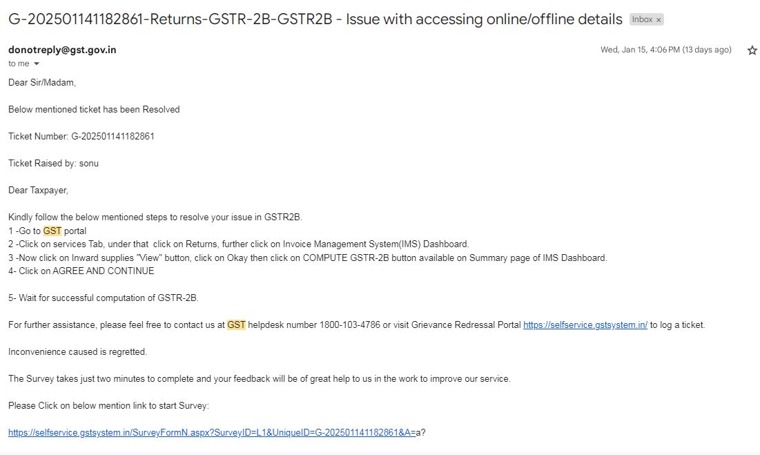 tarun266's tweet photo. I had raised a ticket on GST portal but it get closed without any resolution. I am unable to download GSTR-2B for the Month of Oct-2024. I have filed all my pending GSTR-1 &amp; GSTR-3B upto Sep-2024 and GSTR-1 for OCt-2024
@Infosys_GSTN
@cbic_india
@FinMinIndia
@askGST_GoI
@gstindia https://t.co/qLEpPvm6H0
