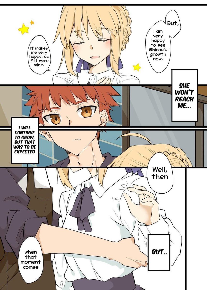 Anon_Lurker27's tweet photo. Shirou x Saber. Shirou got taller https://t.co/M9Ne02JIQo