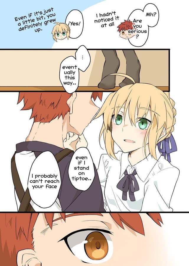 Anon_Lurker27's tweet photo. Shirou x Saber. Shirou got taller https://t.co/M9Ne02JIQo