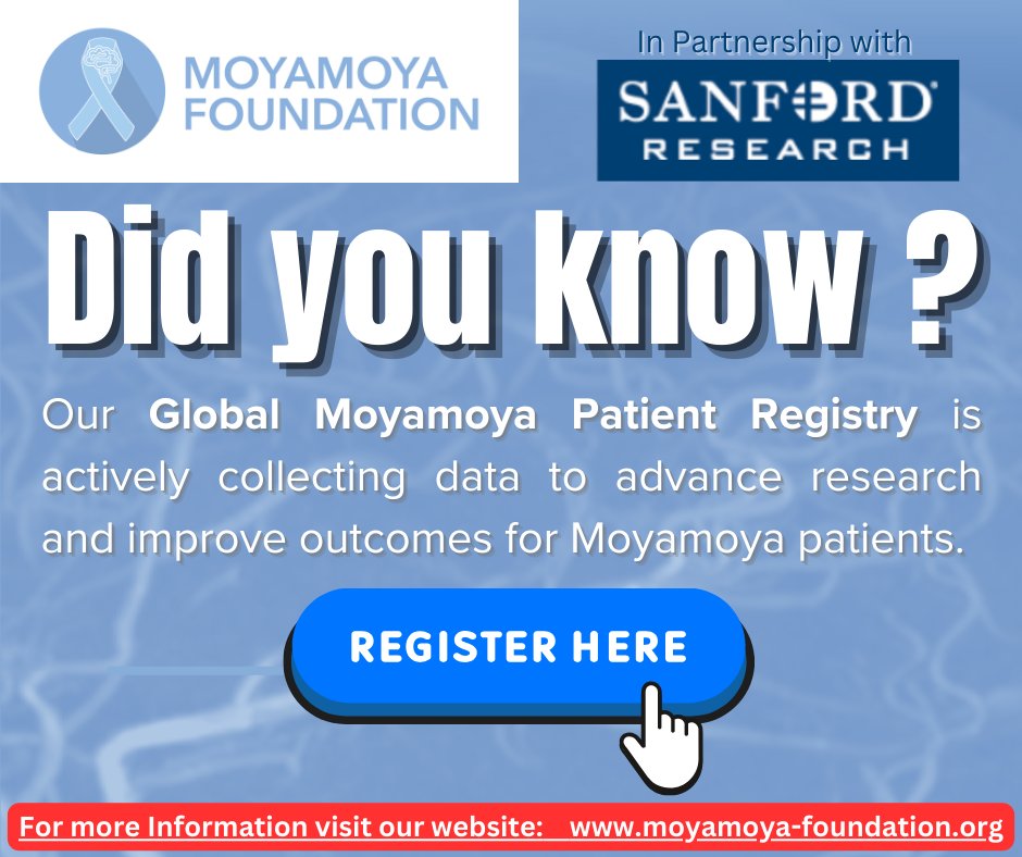 Did you know our Global Moyamoya Patient Registry is collecting data to advance research and improve outcomes for Moyamoya patients?  You can enroll today: bit.ly/2hrrjlS