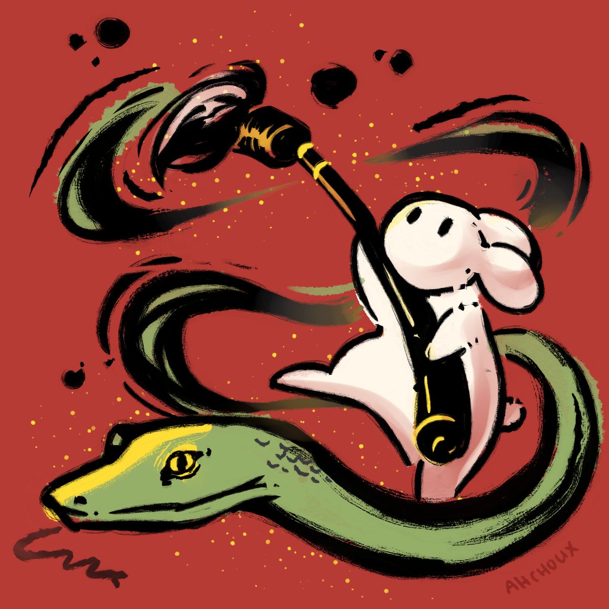 happy lunar new year!! barista bun bringing in the year of the snake with extra energy 🐍🤝🐰☕

#LunarNewYear #LunarNewYear2025