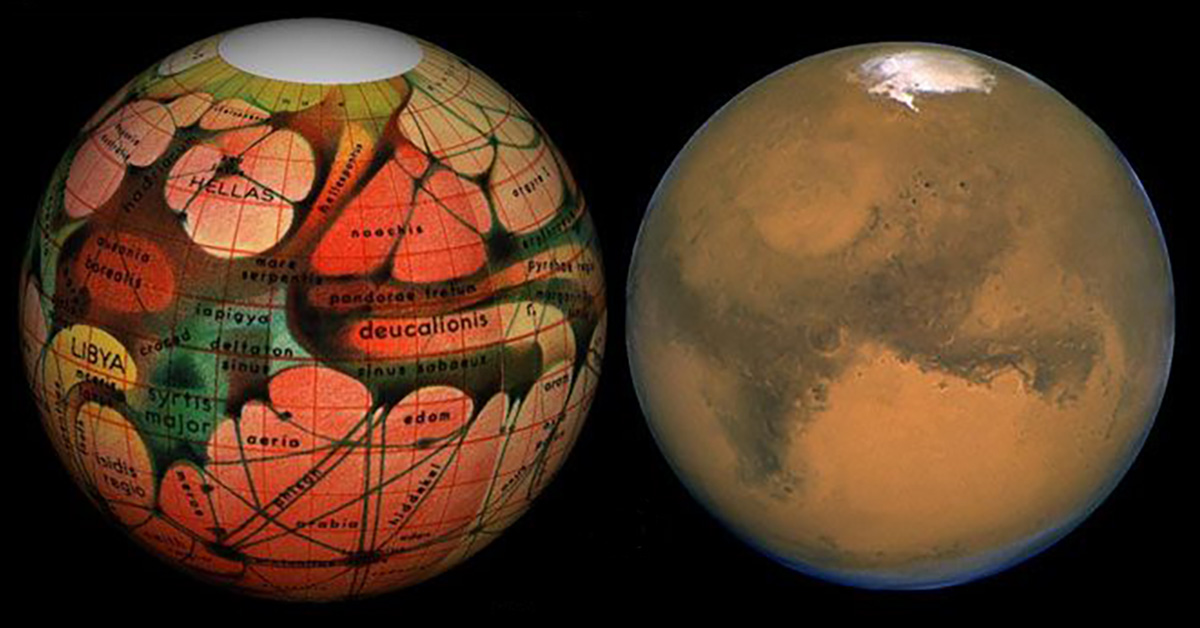 Stelvision's tweet photo. Pendant plusieurs dizaines d’années, l’Homme a cru à la présence de canaux remplis d’eau liquide à la surface de #Mars. Un mythe surprenant, qui a appuyé l’idée d’une vie intelligente sur la planète rouge… Redécouvrez les rebondissements de cette affaire dans notre article.