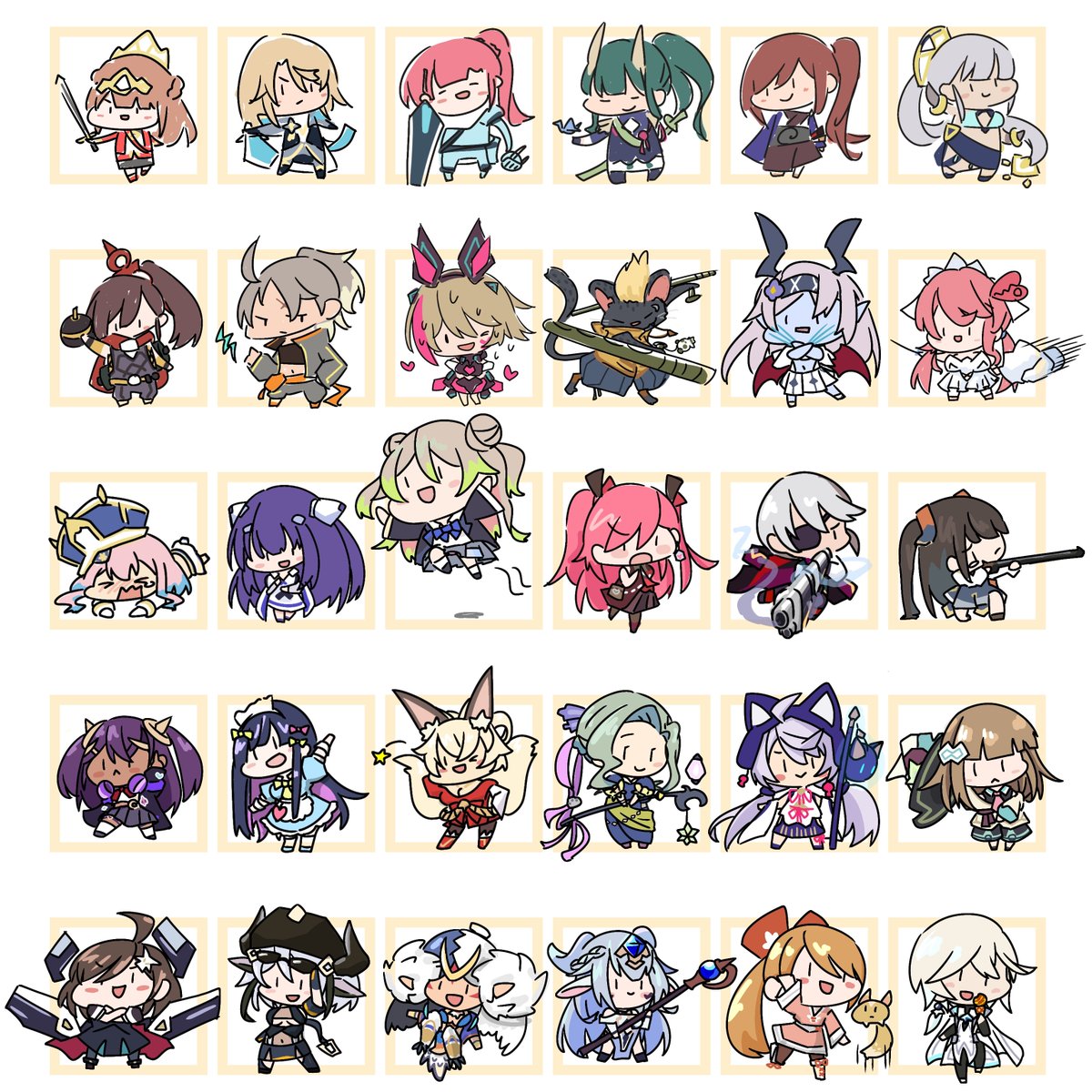 ちっこいワーフリキャラ30人！

ゆるく描くつもりが徐々に描き込むようになってしまった…戦いの中で成長していたんだと信じたい( ˇωˇ )