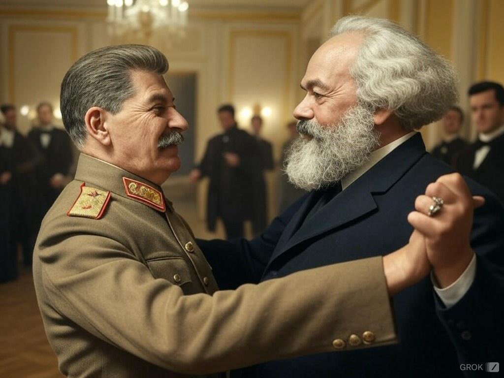 CCCP_Stalin_'s tweet photo. 皆の者久しぶりだな。
つい先程まで同志マルクスと議論を交し社交ダンスに興じてきたぞ。 https://t.co/CoMXw5l4Yg