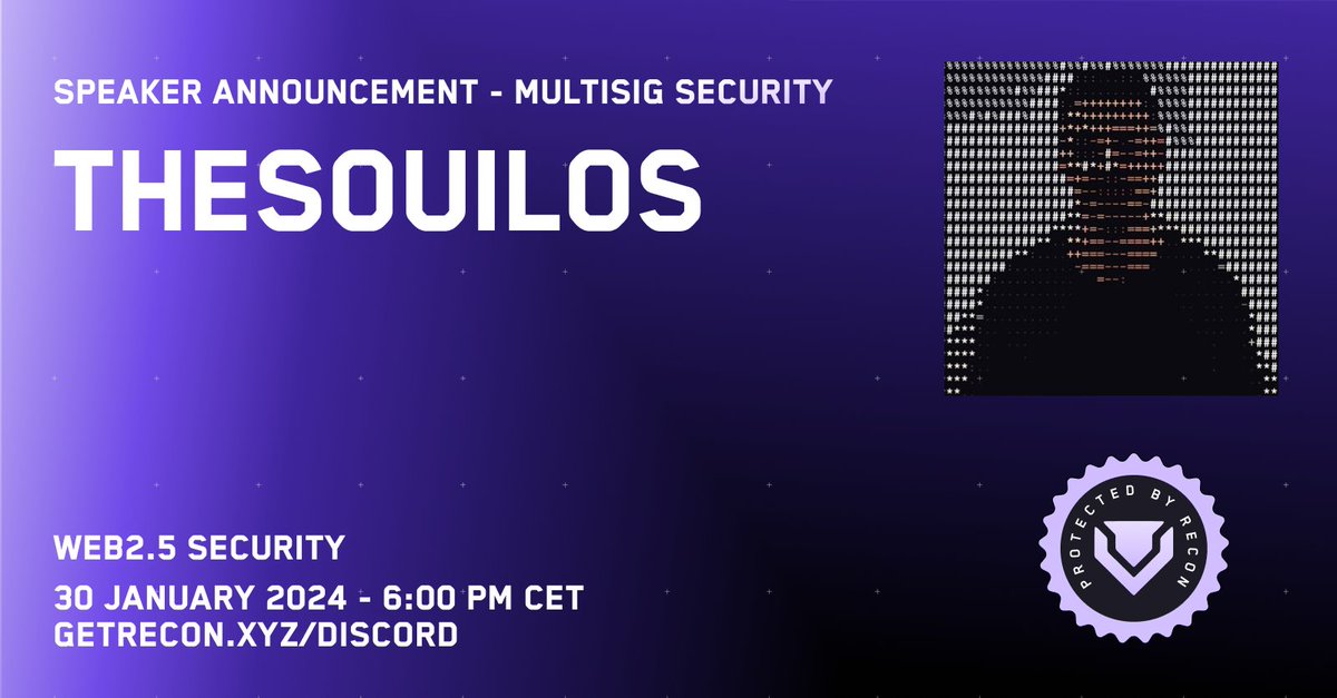 Recon (@getreconxyz) on Twitter photo From pentesting to Web3 security, he addresses threats like phishing, fake interviews, and stolen private keys. 
With a focus on eliminating single points of failure, <a href="/theSouilos/">souilos</a> prioritizes risks that could shut down an entire company or protocol. 
His mission: protect From pentesting to Web3 security, he addresses threats like phishing, fake interviews, and stolen private keys. 
With a focus on eliminating single points of failure, <a href="/theSouilos/">souilos</a> prioritizes risks that could shut down an entire company or protocol. 
His mission: protect