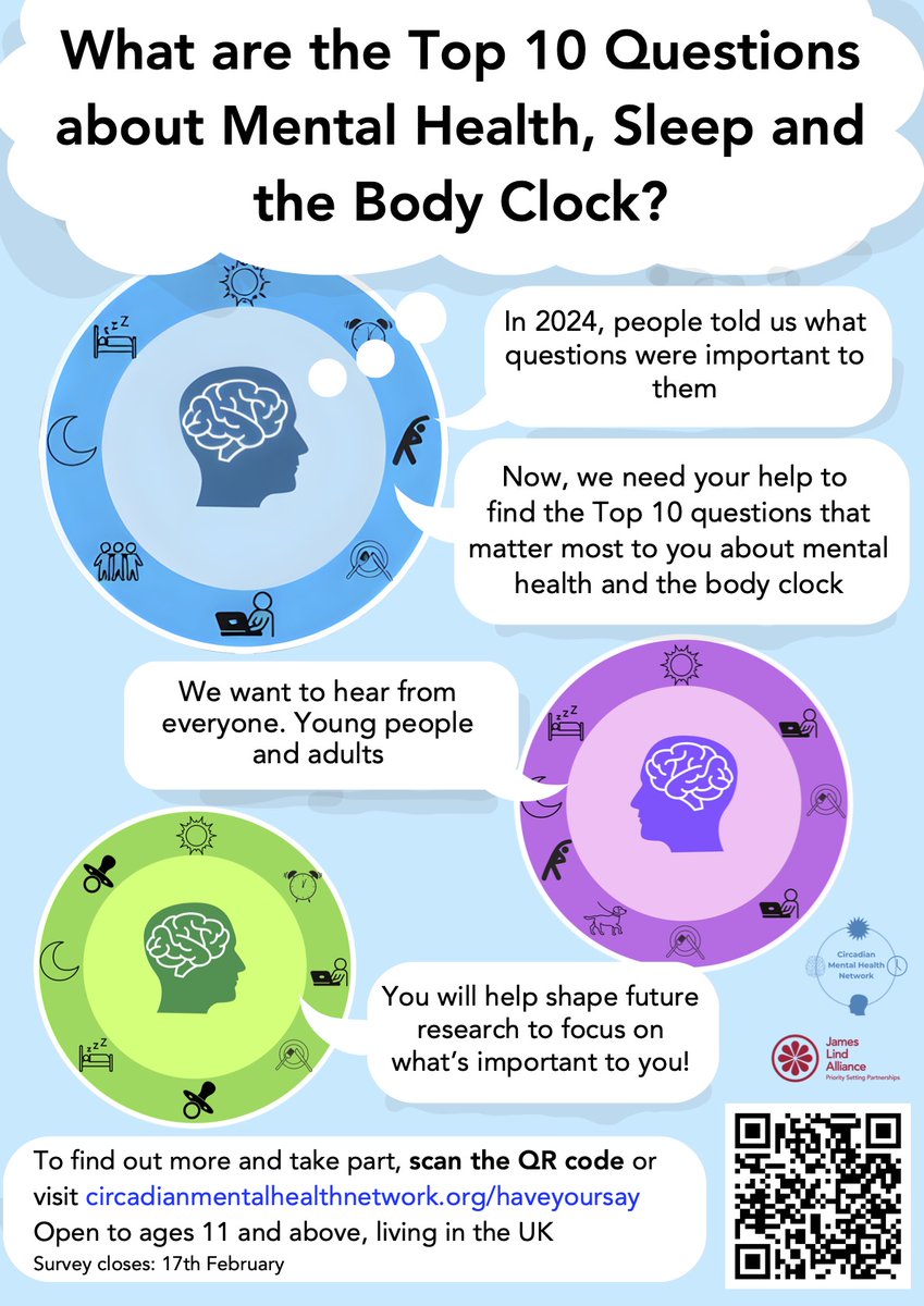 The Circadian Mental Health Network have launched a new Mental Health and Body Clock survey. Please follow the link below to take part! 

edinburgh.eu.qualtrics.com/jfe/form/SV_7P…