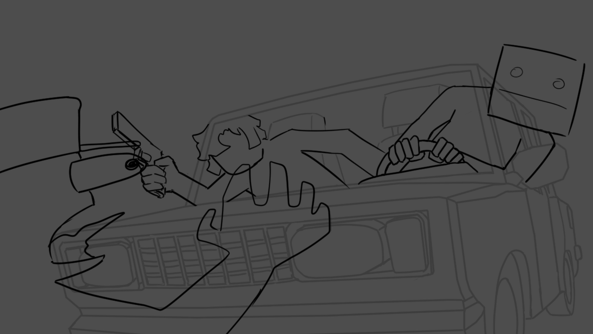 yo... can like an artist help fix the dudes in the car, I dunno how to draw them and they look weird lol

Also I have no idea how to draw the dude who's about to get sent flying, like that perspective angle is weird, would be sigma if you can help with that too

thx, mwa ♥️♥️♥️