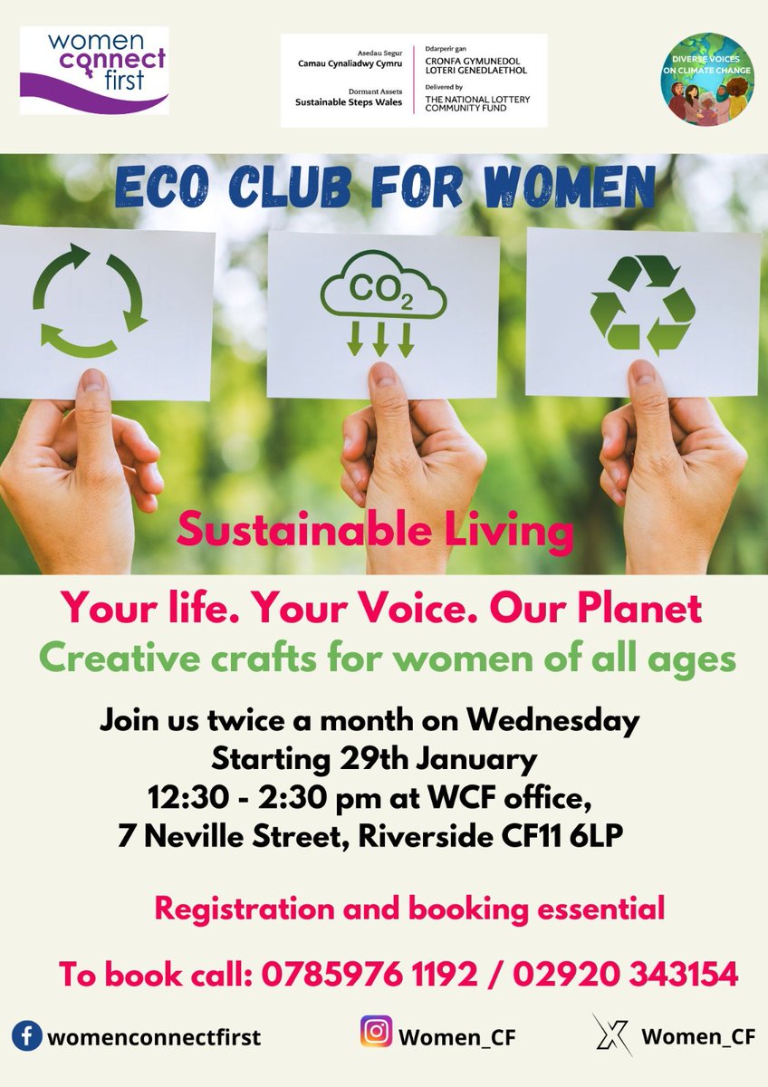 Women_CF's tweet photo. Our ECO club for women is starting today! Express your views on the environment through creativity using art & crafts! contact Mildred on 07859761192 or office on 02920343154!
#dvcc #climatechange https://t.co/IoSFH0a8YG