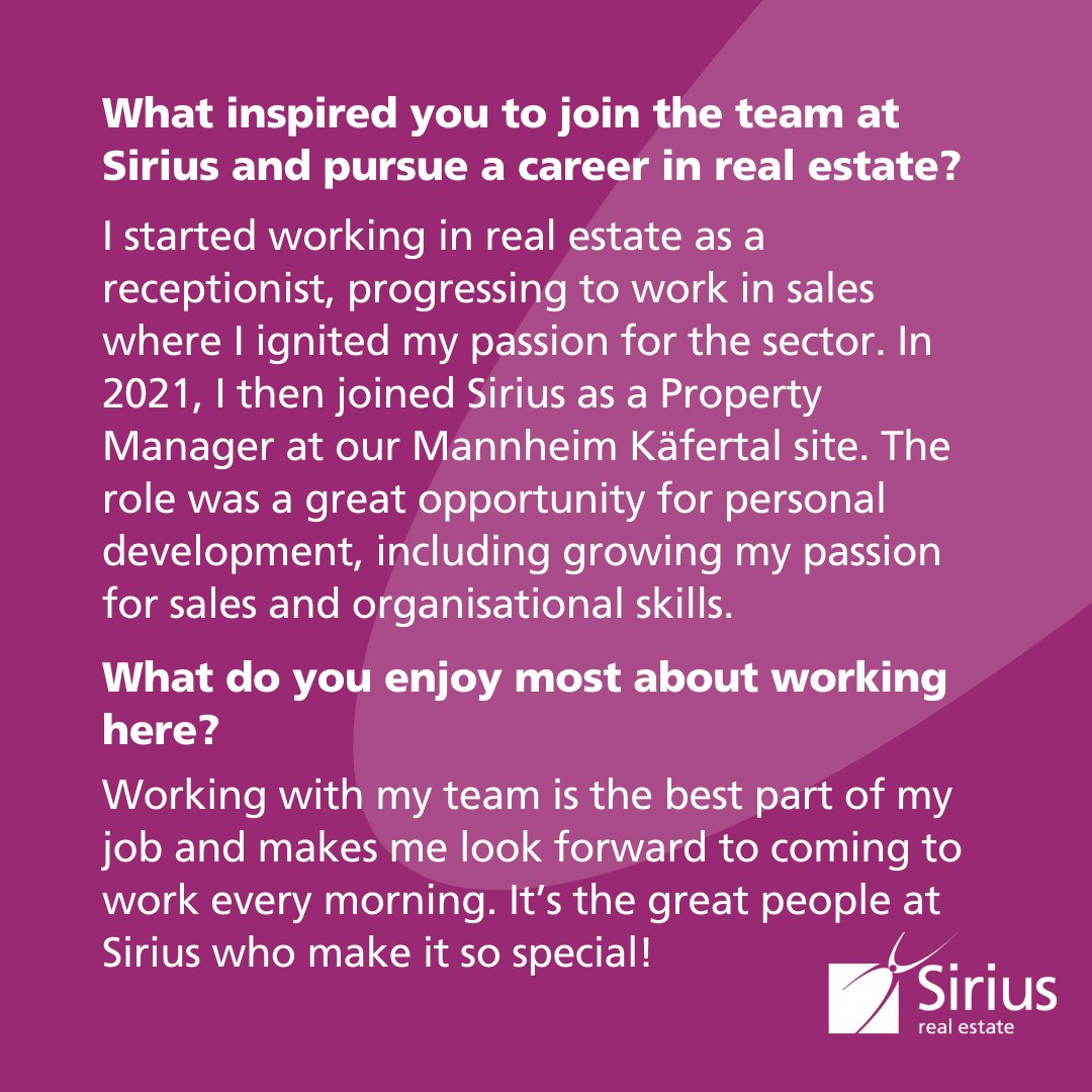 SiriusRE's tweet photo. Introducing Sara-Rosa Baum, one of our talented Regional Sales Managers. 

Sara-Rosa has been a valued member of our team since 2021. Swipe to discover how she launched her real estate career, her journey at Sirius, and a ‘hair-raising’ fun fact about her!

#RealEstate