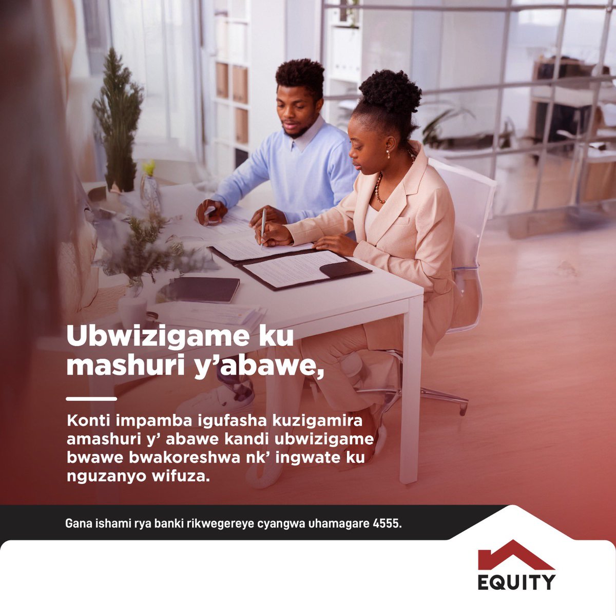 uwimaclarisse's tweet photo. Ubwizigame ku mashuri y’abana bawe hamwe na Konti
Impamba ya Equity Bank Rwanda. Konti ituma ubasha
kuzigama amafaranga y’amashuri, kandi ubwizigame
bwawe bukaba ingwate ku nguzanyo yakugoboka.
Fungura konti uyu munsi, utere intambwe mu gutegura
ejo hazaza h’abawe.
#EquityBankRwanda #Impamba #Uburezi