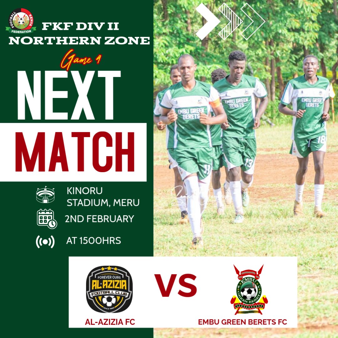 embugreenberets's tweet image. National Div II Northern zone B league resume. We resume with a doubleheader. Kujeni Wikendi tuwape burudani. Watu wa meru tupatane Kinoru Stadium.