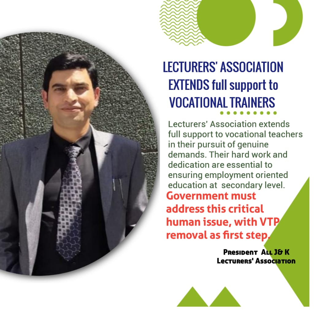 JKPSCLecturers's tweet photo. All J&amp; K  Lecturers' Association urges JKUT Government to address the genuine issue of VT's, with  VTP removal as first step.
@manojsinha_
@OmarAbdullah
@sakinaitoo
@OfficeOfLGJandK
@SchoolEdujkut
@JKSamagra https://t.co/9ZntwMAlkm