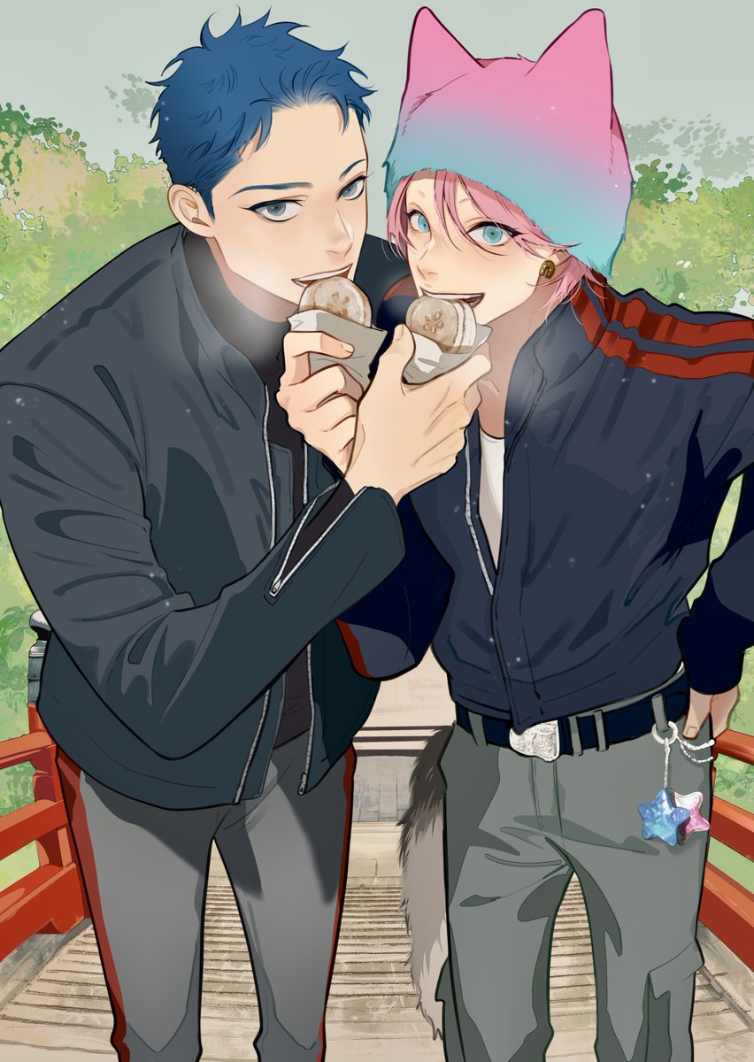 scaberix's tweet photo. シェリプラス3月号表紙
2人には梅ヶ枝餅食ってもらいました🍡🫓
 #ながとべ 2nd seasonも始まります！よろしくお願いします〜！！ﾜｸﾜｸ https://t.co/0ndUWf8BS5
