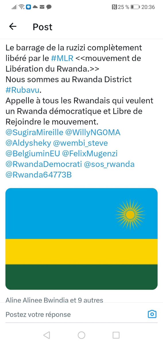 Le Mouvement de Libération du Rwanda appelle la population rwandaise à se mobiliser pour la libération de leur pays. Selon ses déclarations, il est déjà présent à Rubavu.