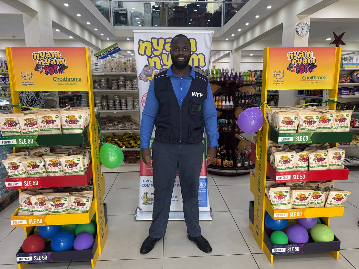 AlanAwimbo's tweet image. We are excited to announce that Nyam Nyam Pap is now available at Choithrams Supermarket and Choithrams Memorial Hospital, retailing at only SLE 50 per 750g sachet! 

Nyam Nyam Pap is Sierra Leone’s first locally produced fortified complementary food, developed by WFP-supported…