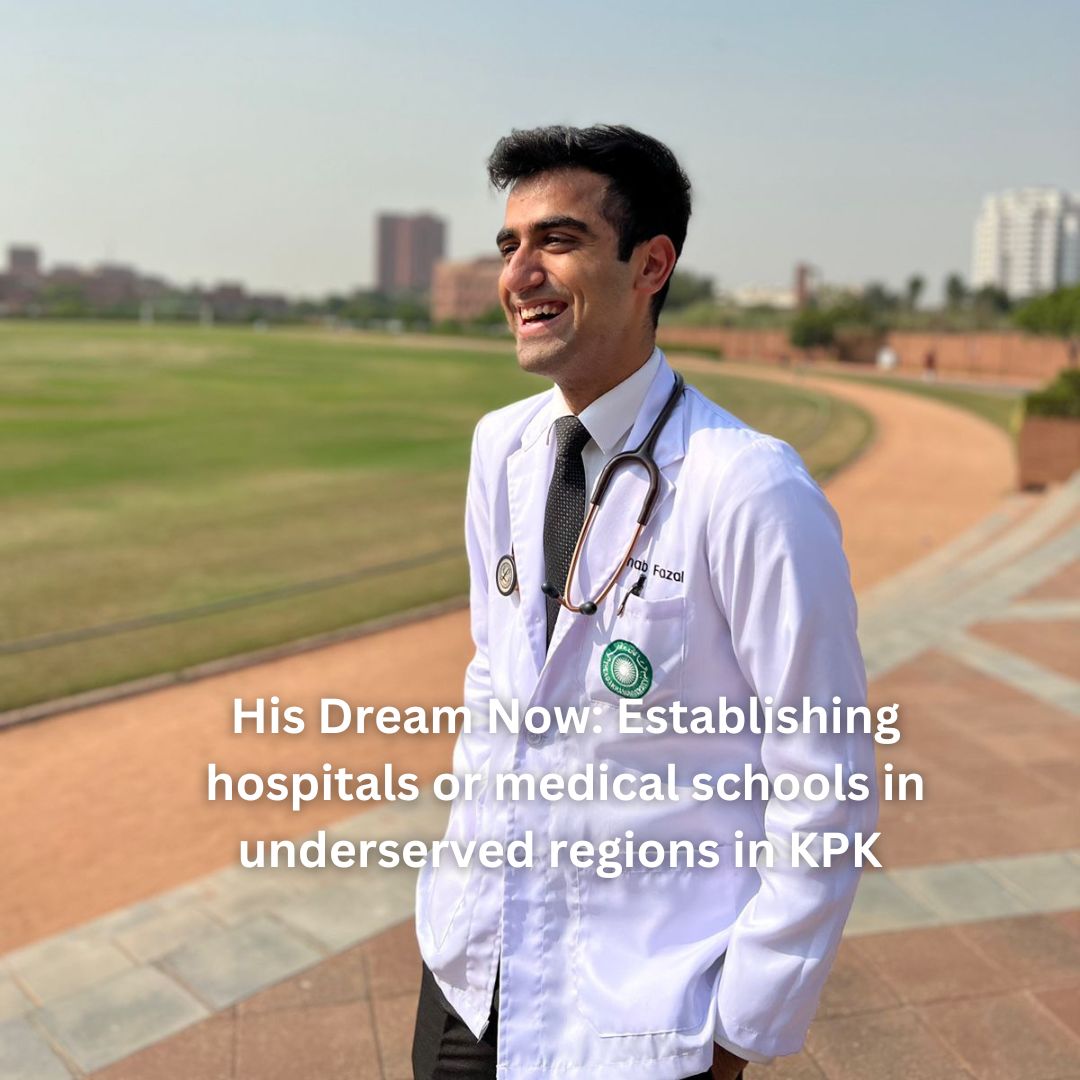 From a small town in Dera Ismail Khan to the vibrant Karachi campus, Wahab Fazal’s journey is one of finding his rhythm. He balanced the rigour of medical school with his passion for music, becoming a guitarist and vocalist in the AKU Music Society. He even performed at milestone