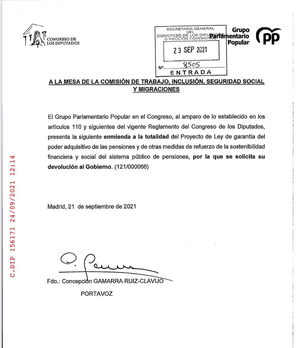 ¿A que no sabéis quién firmó la ENMIENDA A LA TOTALIDAD de la ley que actualizaba la subida de las pensiones conforme al IPC? Exacto: es del PP y es muy cuca porque ahora quiere recoger firmas para tapar que votaron contra la subida de las pensiones en 2025. Pero no cuela. Ya no