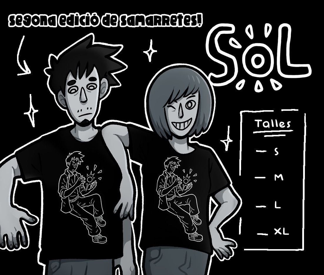 Arriba la segona edició de samarretes de Sol 🌞

La podeu aconseguir de dos maneres:
📍Presencialment, a l'stand del concert de Fracàs i Lot Estalvi, a la sala Freedonia aquest divendres (31 de gener)
✉️ Per correu (us la enviem a casa)

Moltes gràcies pel suport, com sempre ✨