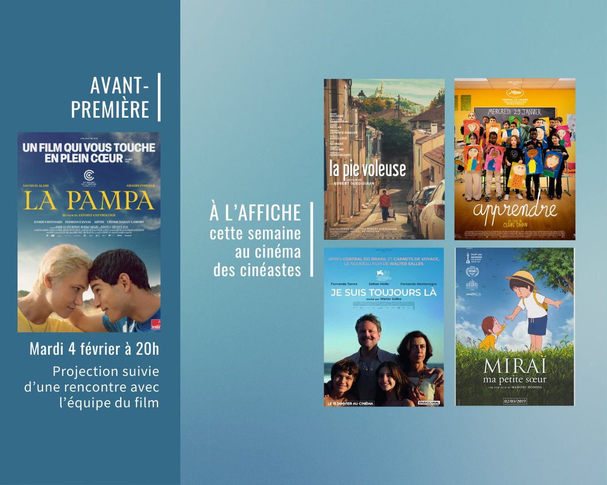📽️ Cette semaine au Cinéma des Cinéastes
Découvrez les films à l’affiche du 29 janvier au 4 février.

🎟️ Infos et billetterie 👉 linktr.ee/cinemadescinea……

#cinema #cinemadescineastes #cinemaindependant #paris17 #ArtEtEssai #Films #filmsdelasemaine #filmsàvoir