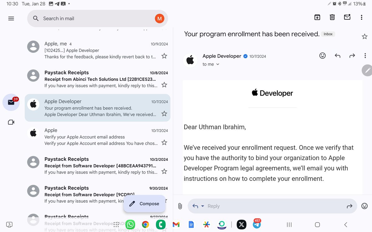 WeAreAbinci's tweet photo. 2/ Over 3 months, @Apple put us through endless hurdles:

- Payment issues with multiple cards.
- Long waits for generic support responses.
- Being forced to withdraw and had to re-enroll multiple times.
- Dead ends, despite following all advice. https://t.co/o4Y7mmmQg4