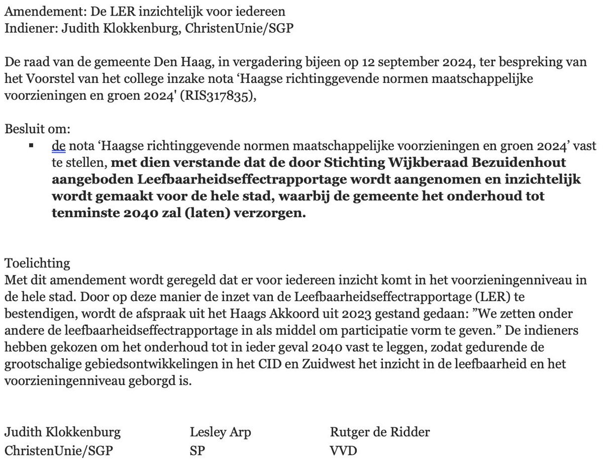 Bizar! College heeft maling aan de raad en inwoners door de LER niet in te voeren, ondanks schenking door Wijkberaad Bezuidenhout en aangenomen amendement👇 (1)