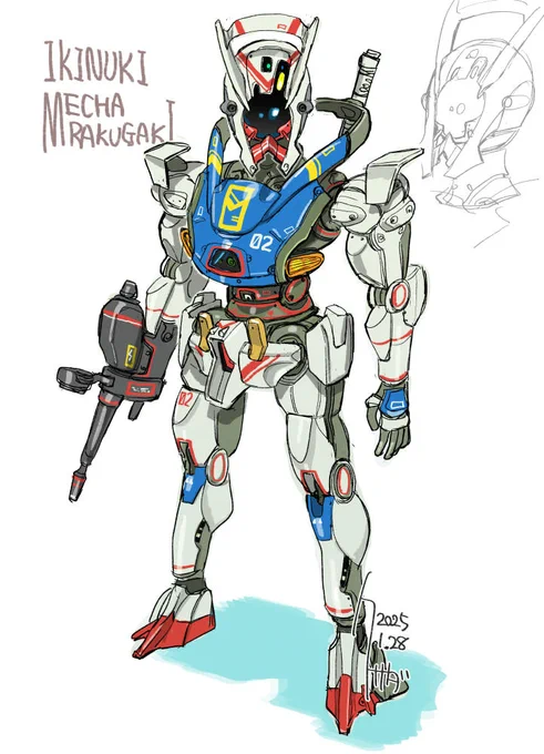 ジークアクス見てやっぱメカっていいなあーとガンダムもどきばっかり描いて遊んでいたdrawr時代を思い出し描きたくなって空き時間に描いたメカの絵です。 